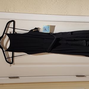 Cece halter asymmetrical black tie belt flounce dress NWT